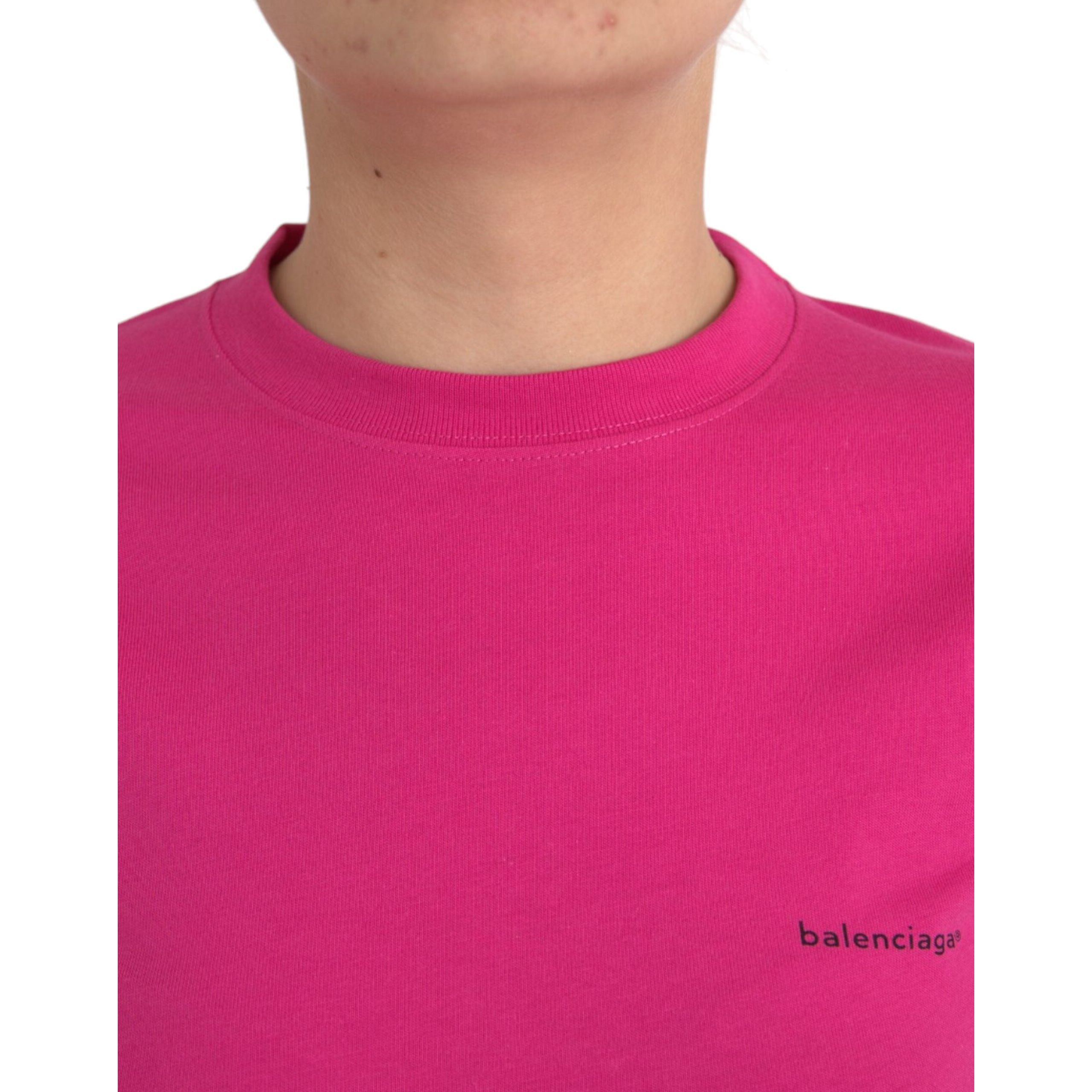 T-shirt en coton rose à col rond et manches courtes Balenciaga