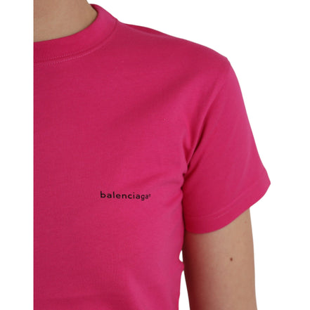 T-shirt en coton rose à col rond et manches courtes Balenciaga