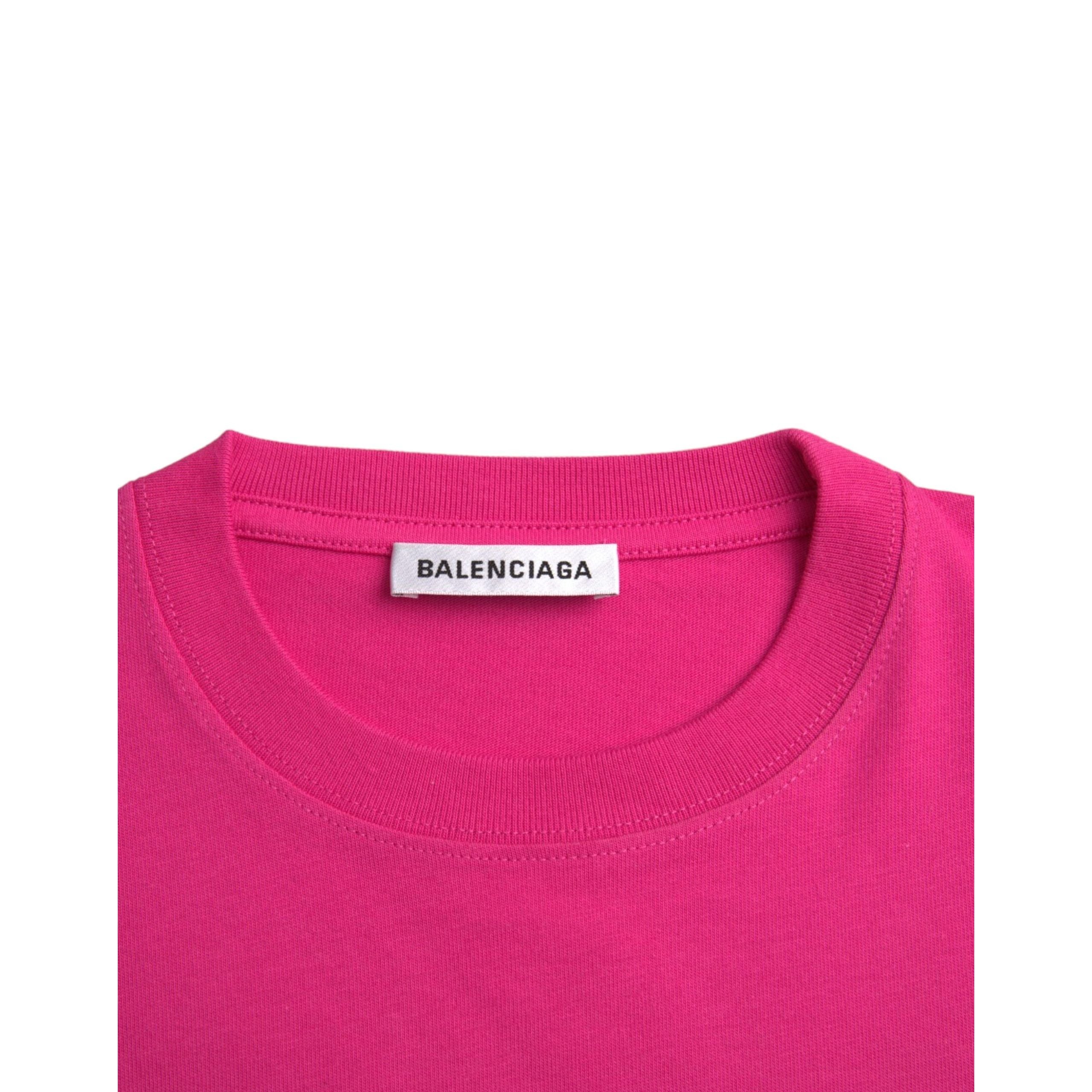 T-shirt en coton rose à col rond et manches courtes Balenciaga
