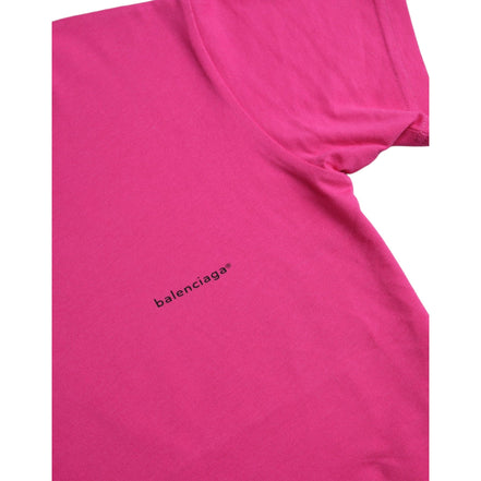 T-shirt en coton rose à col rond et manches courtes Balenciaga