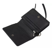 Dolce & Gabbana Black Leather Bifold Shoulder Sling Wallet
