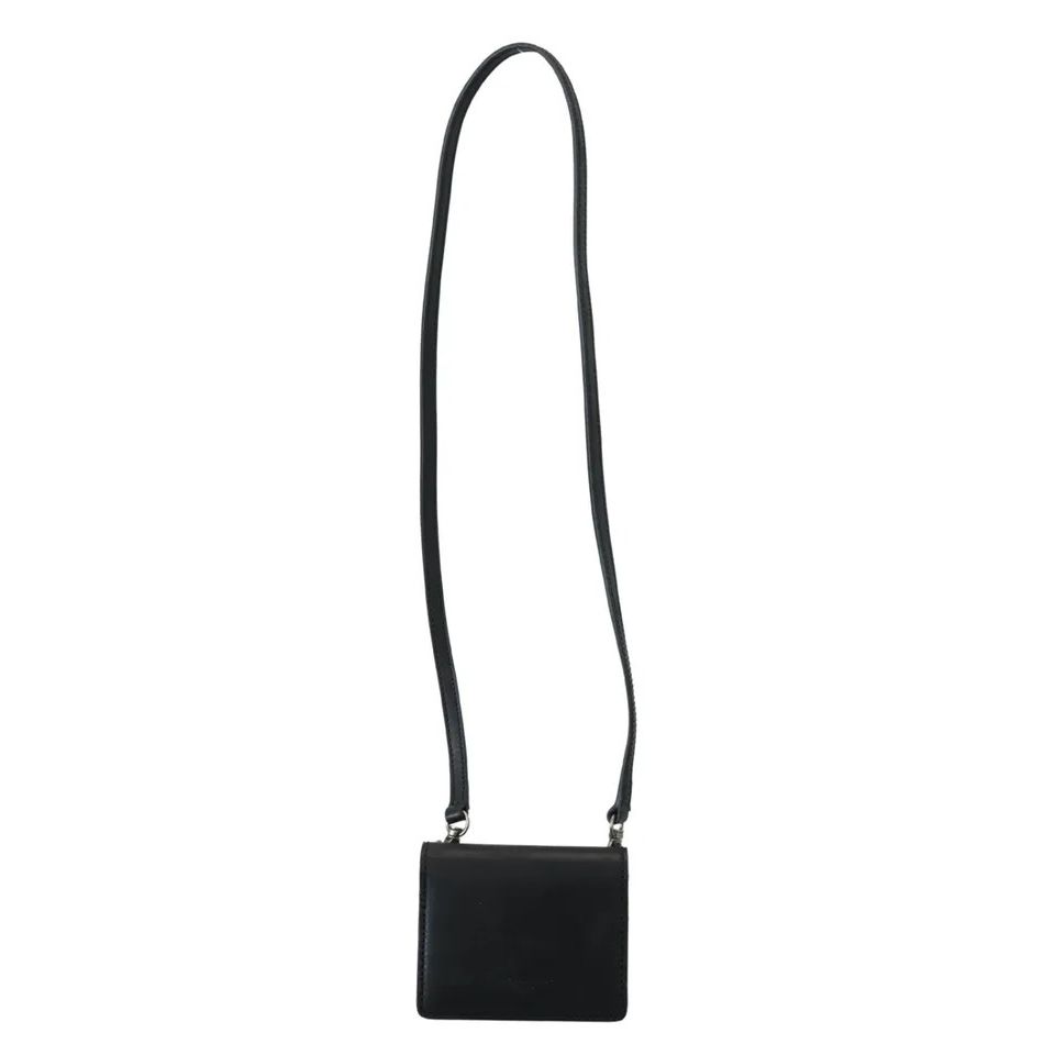 Dolce & Gabbana Black Leather Bifold Shoulder Sling Wallet