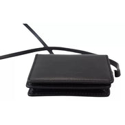 Dolce & Gabbana Black Leather Bifold Shoulder Sling Wallet