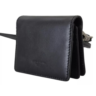 Portefeuille à bandoulière Dolce & Gabbana en cuir noir pour femme