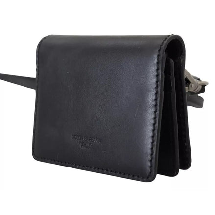 Portefeuille à bandoulière Dolce & Gabbana en cuir noir pour femme