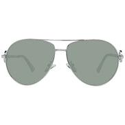 Silver aviator sunglasses with green tinted lenses, modern unisex designer eyewear