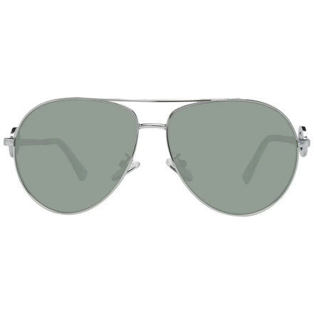 Silver aviator sunglasses with green tinted lenses, modern unisex designer eyewear