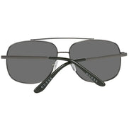 Black rectangular sunglasses with dark lenses and silver GUESS logo on temples