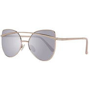 Cat eye sunglasses with gold metal frame and grey tinted lenses, modern designer style