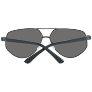 Black aviator sunglasses with dark lenses, metal frame, and G logo on arms