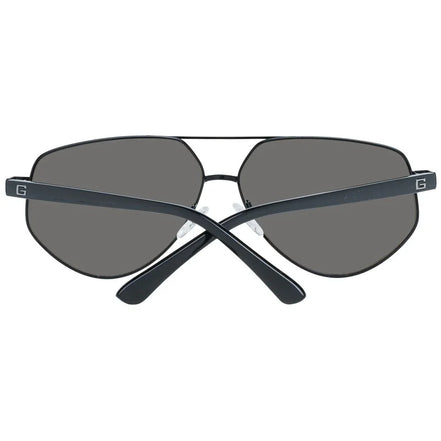 Black aviator sunglasses with dark lenses, metal frame, and G logo on arms
