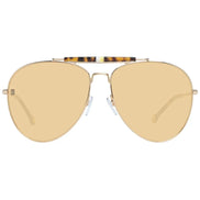 Gold aviator sunglasses with yellow tinted lenses and tortoiseshell brow bar