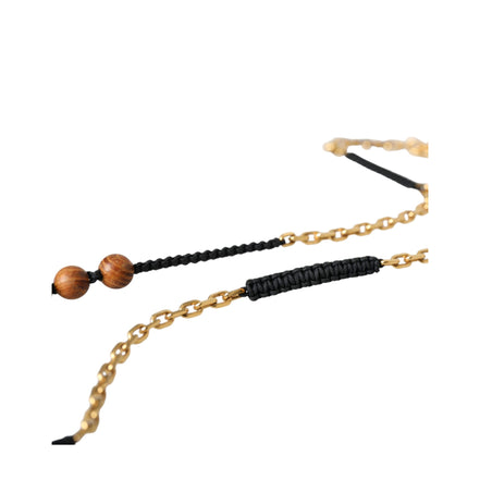 Pendentif Dolce & Gabbana en perles de bois noires et dorées avec logo