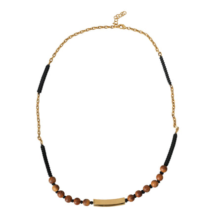 Pendentif Dolce & Gabbana en perles de bois noires et dorées avec logo