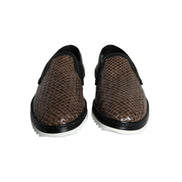 Mocassins pour Homme Dolce & Gabbana en Cuir Tressé Marron Noir