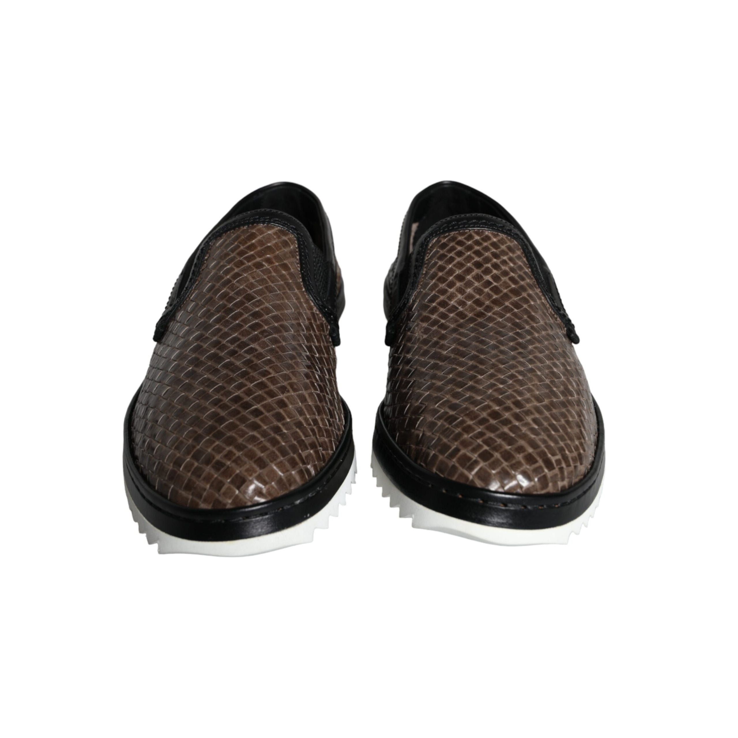 Mocassins pour Homme Dolce & Gabbana en Cuir Tressé Marron Noir