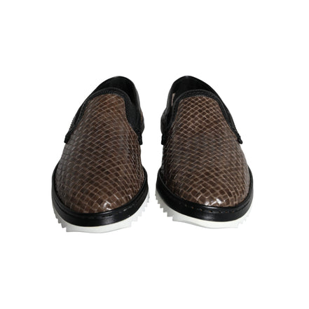 Mocassins pour Homme Dolce & Gabbana en Cuir Tressé Marron Noir