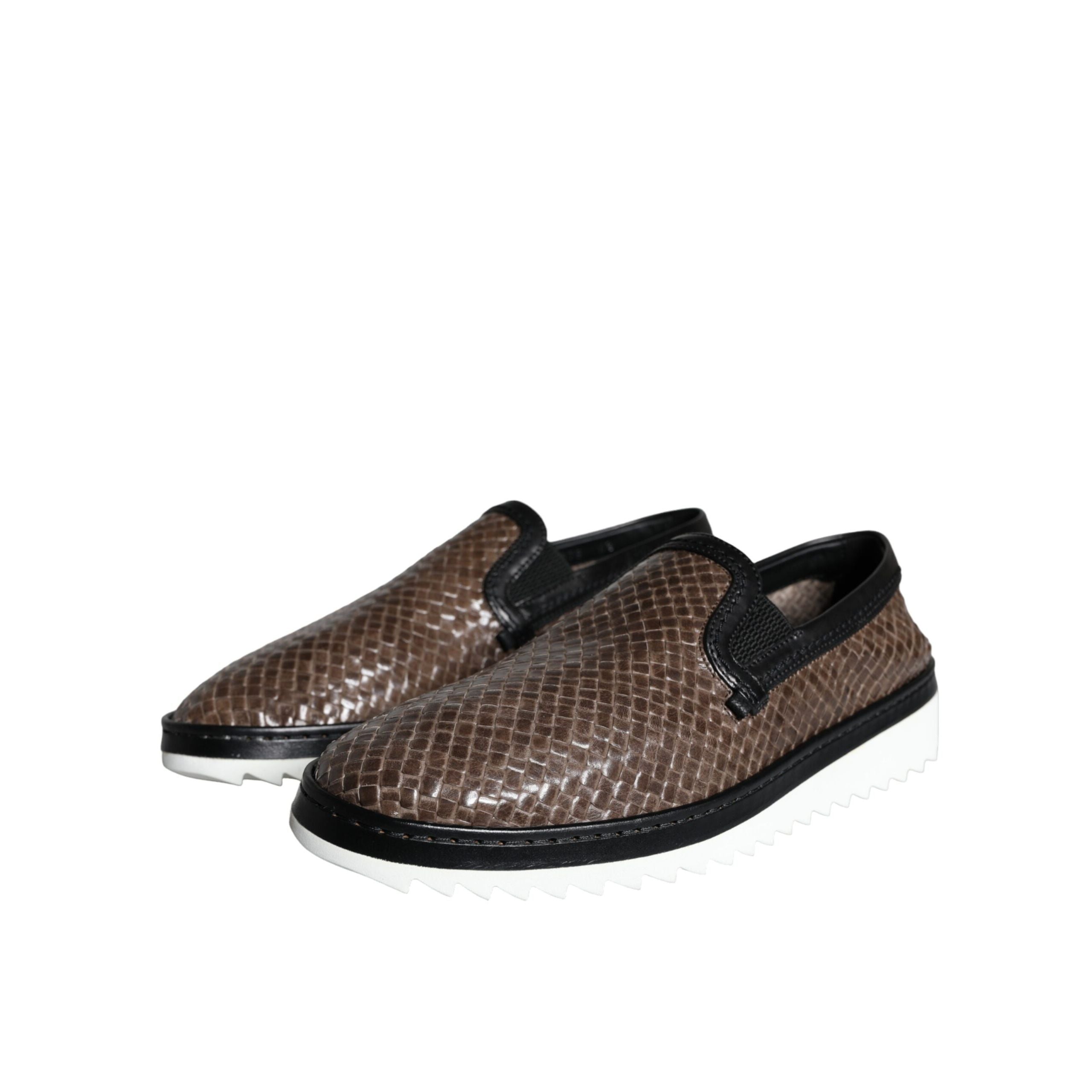 Mocassins pour Homme Dolce & Gabbana en Cuir Tressé Marron Noir