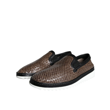 Mocassins pour Homme Dolce & Gabbana en Cuir Tressé Marron Noir