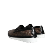 Mocassins pour Homme Dolce & Gabbana en Cuir Tressé Marron Noir