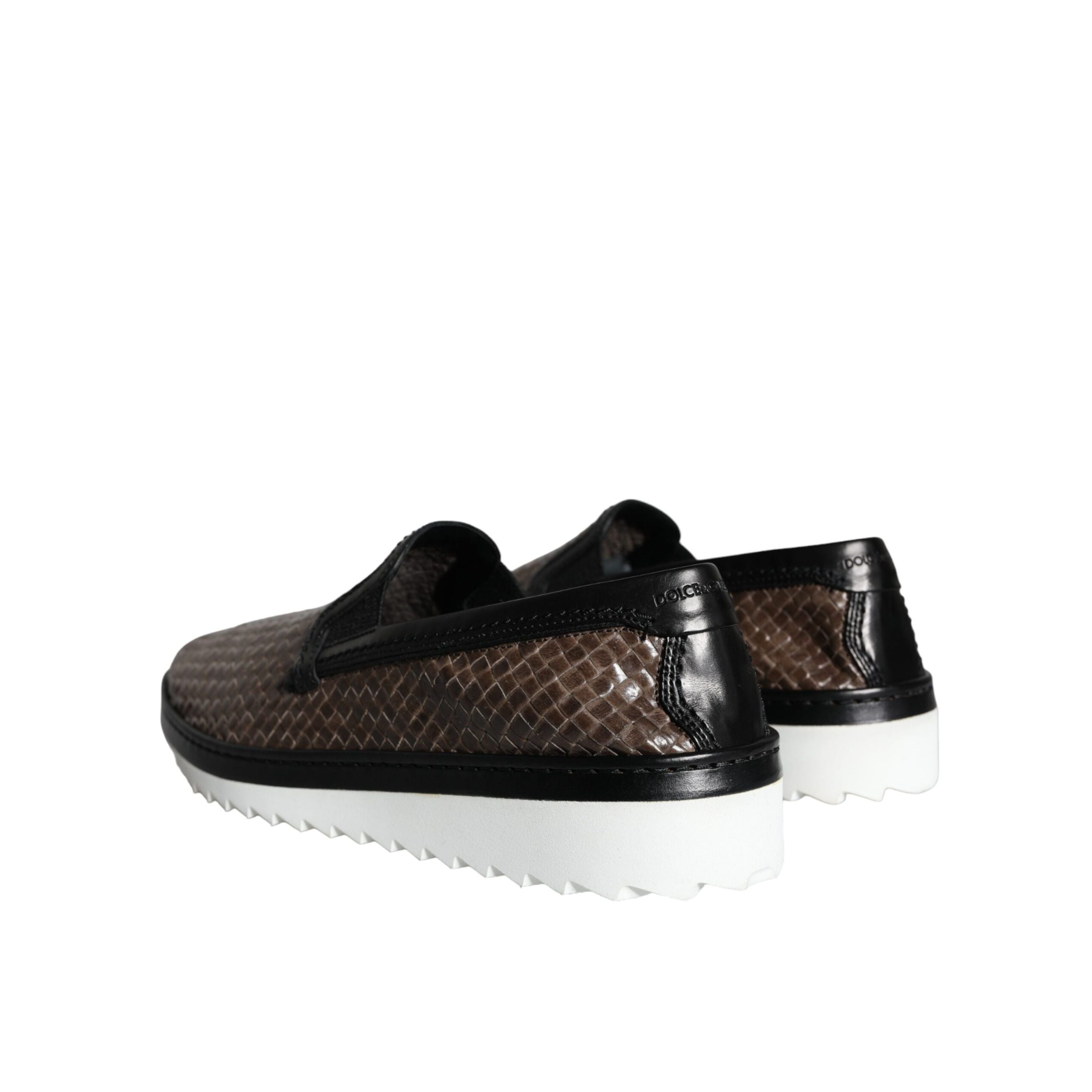Mocassins pour Homme Dolce & Gabbana en Cuir Tressé Marron Noir