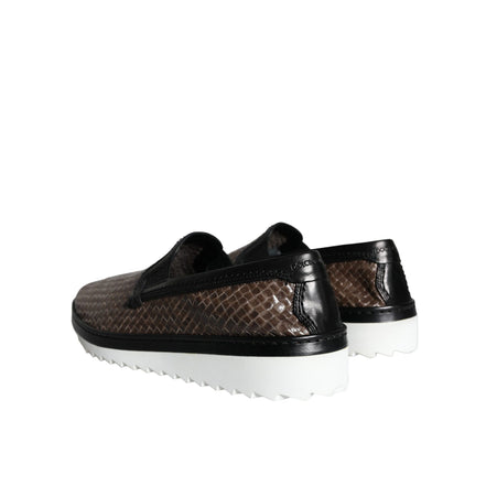 Mocassins pour Homme Dolce & Gabbana en Cuir Tressé Marron Noir