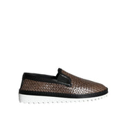 Mocassins pour Homme Dolce & Gabbana en Cuir Tressé Marron Noir