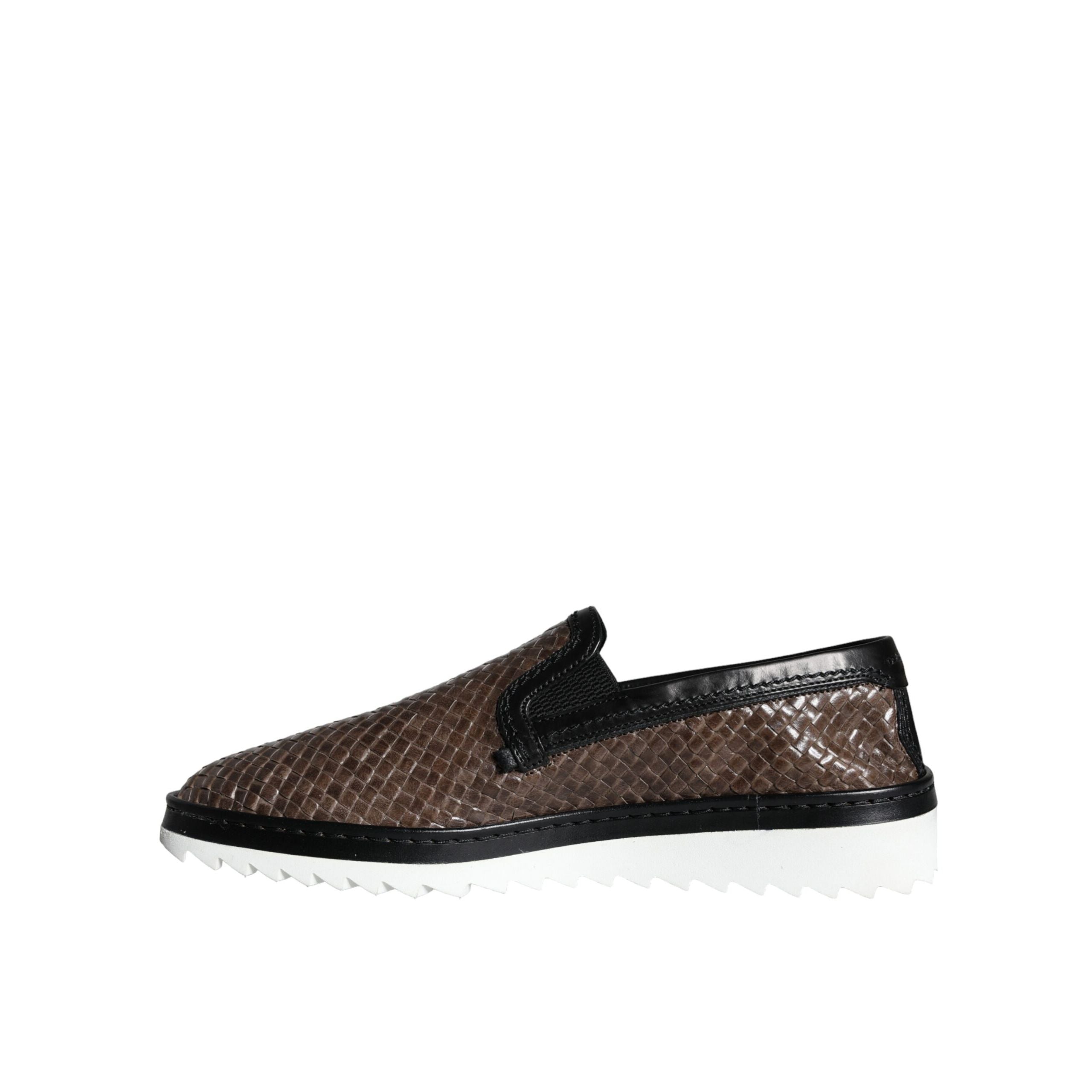 Mocassins pour Homme Dolce & Gabbana en Cuir Tressé Marron Noir