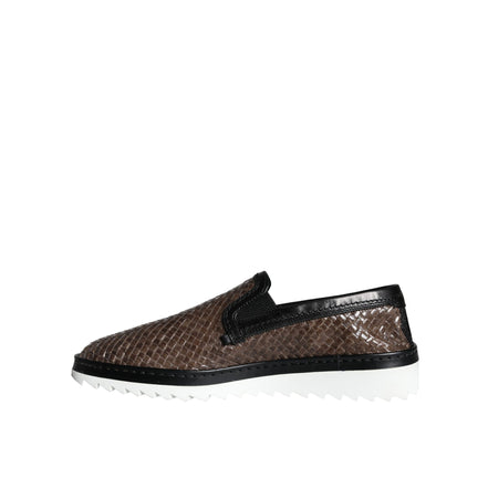 Mocassins pour Homme Dolce & Gabbana en Cuir Tressé Marron Noir