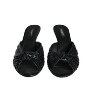 Dolce & Gabbana Black Leather Heel Slide Sandals