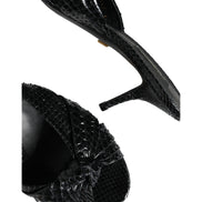 Dolce & Gabbana Black Leather Heel Slide Sandals