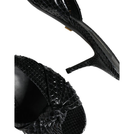 Dolce & Gabbana Black Leather Heel Slide Sandals