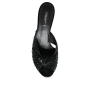 Dolce & Gabbana Black Leather Heel Slide Sandals