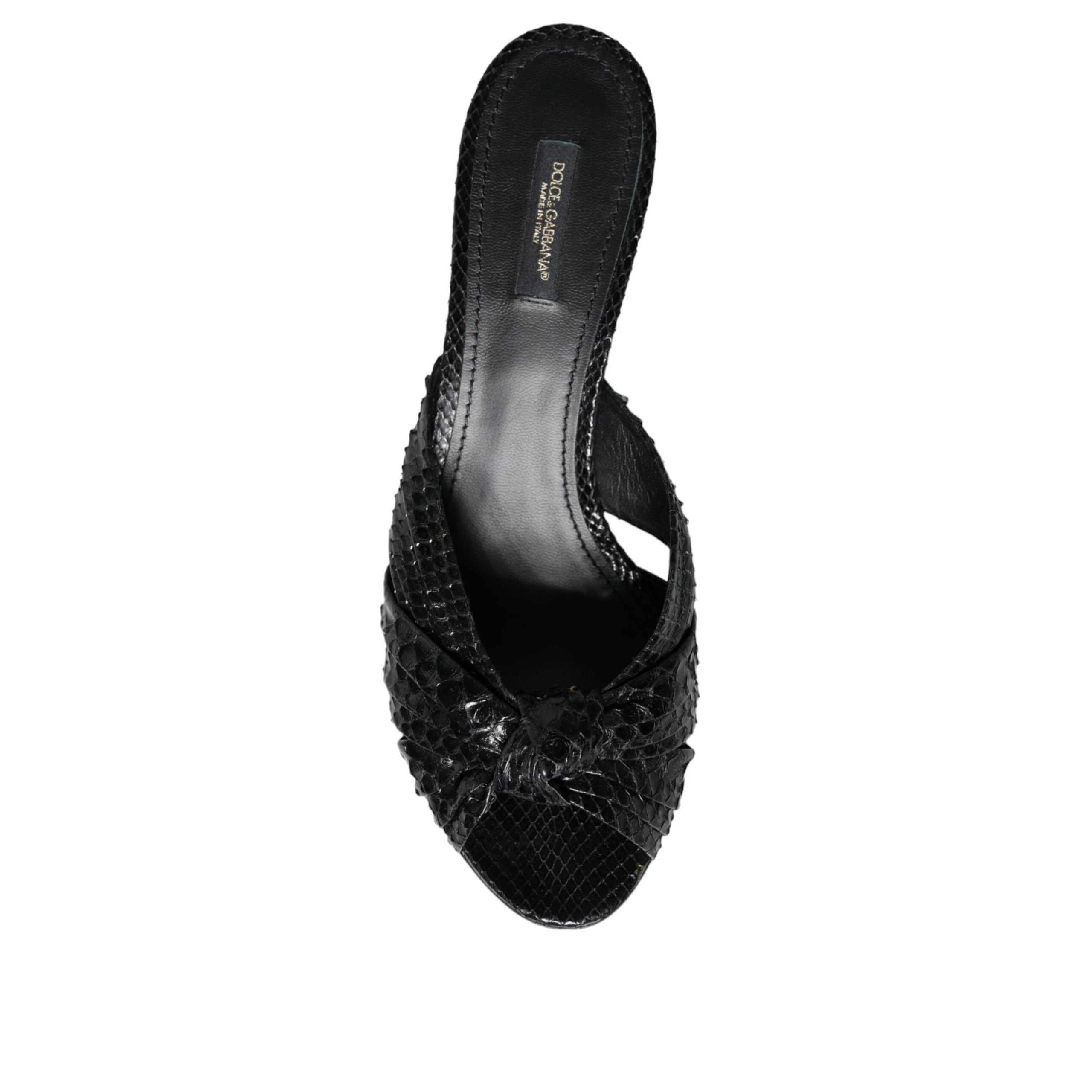 Dolce & Gabbana Black Leather Heel Slide Sandals