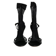 Chaussures Sandales à Talons Aiguilles en Maille Noire Dolce & Gabbana
