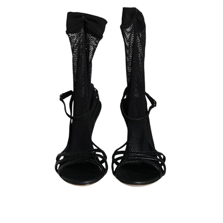 Chaussures Sandales à Talons Aiguilles en Maille Noire Dolce & Gabbana