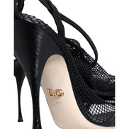 Chaussures Sandales à Talons Aiguilles en Maille Noire Dolce & Gabbana