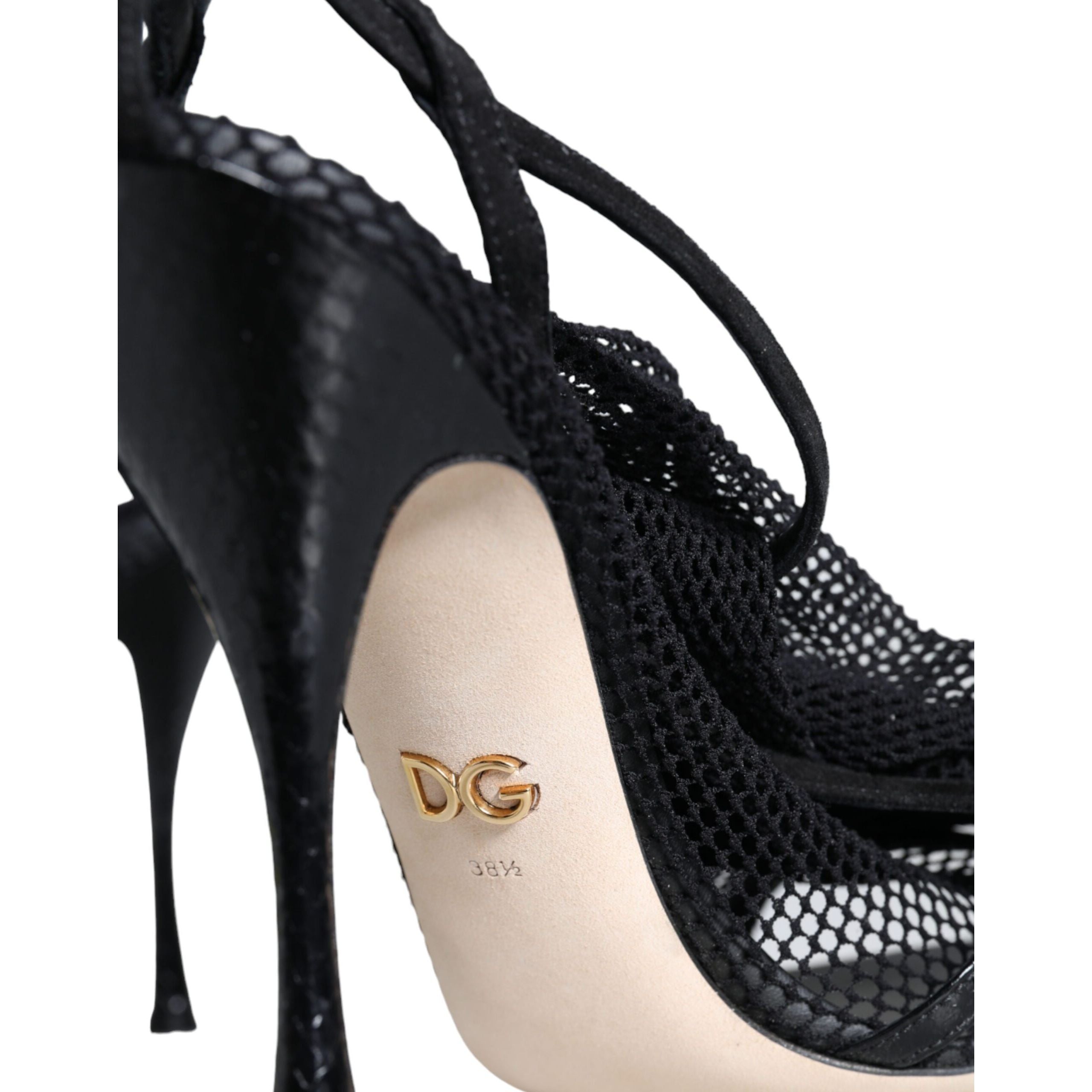 Chaussures Sandales à Talons Aiguilles en Maille Noire Dolce & Gabbana