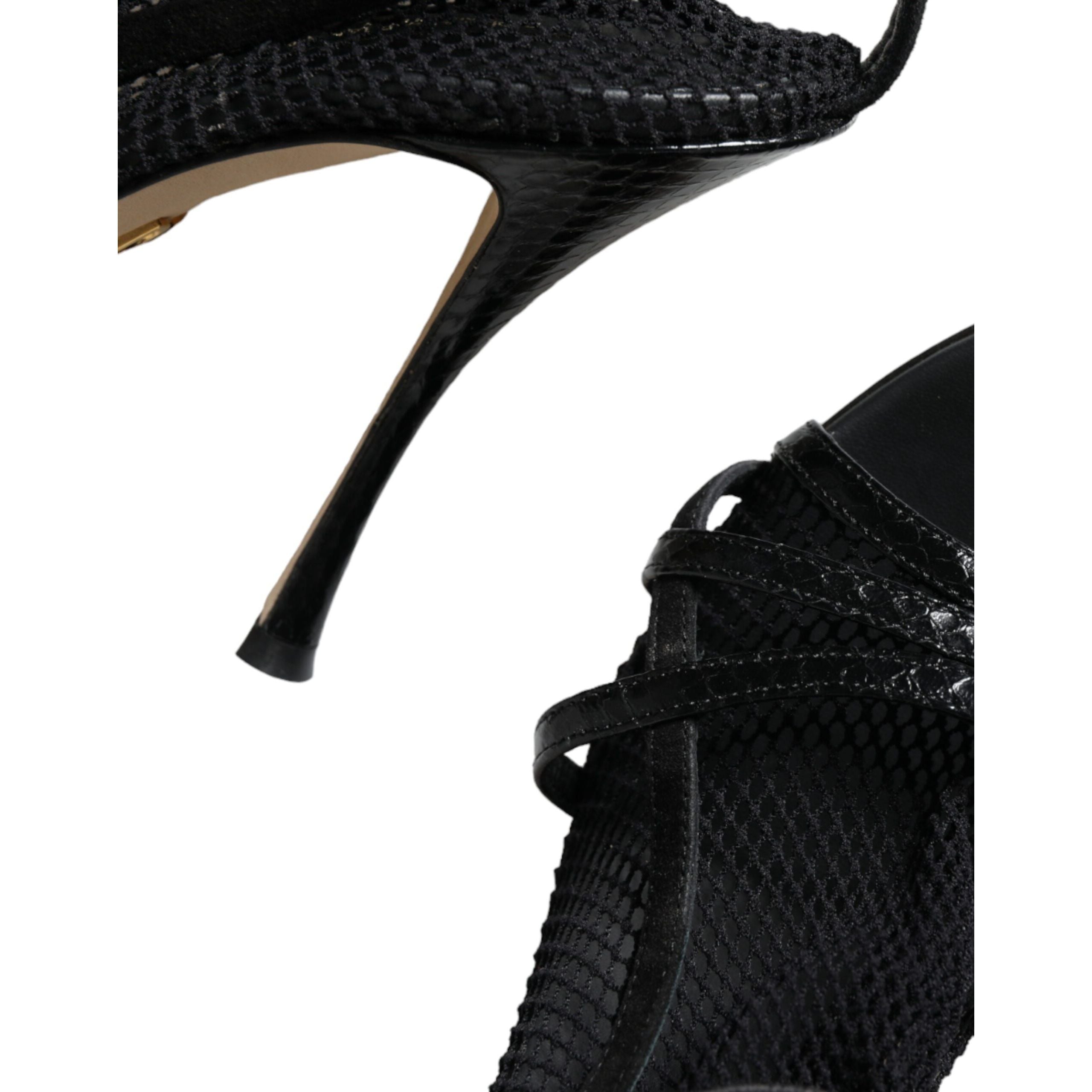 Chaussures Sandales à Talons Aiguilles en Maille Noire Dolce & Gabbana