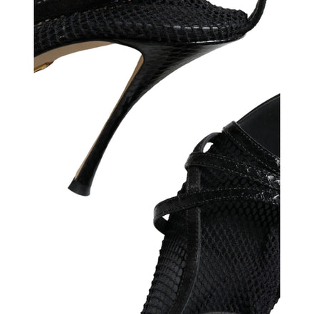 Chaussures Sandales à Talons Aiguilles en Maille Noire Dolce & Gabbana