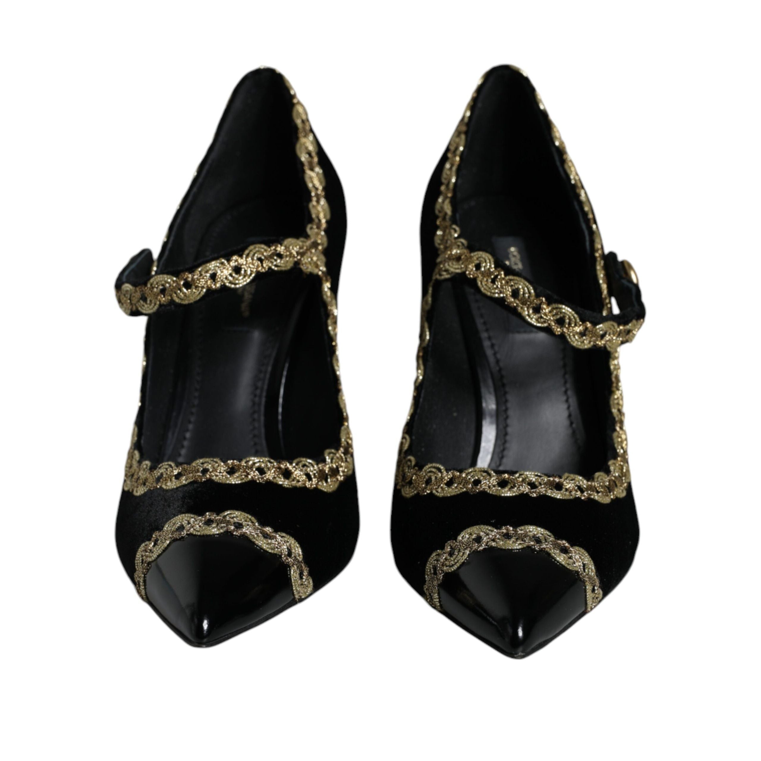 Escarpins Dolce & Gabbana Mary Janes en velours noir et doré