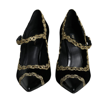 Escarpins Dolce & Gabbana Mary Janes en velours noir et doré