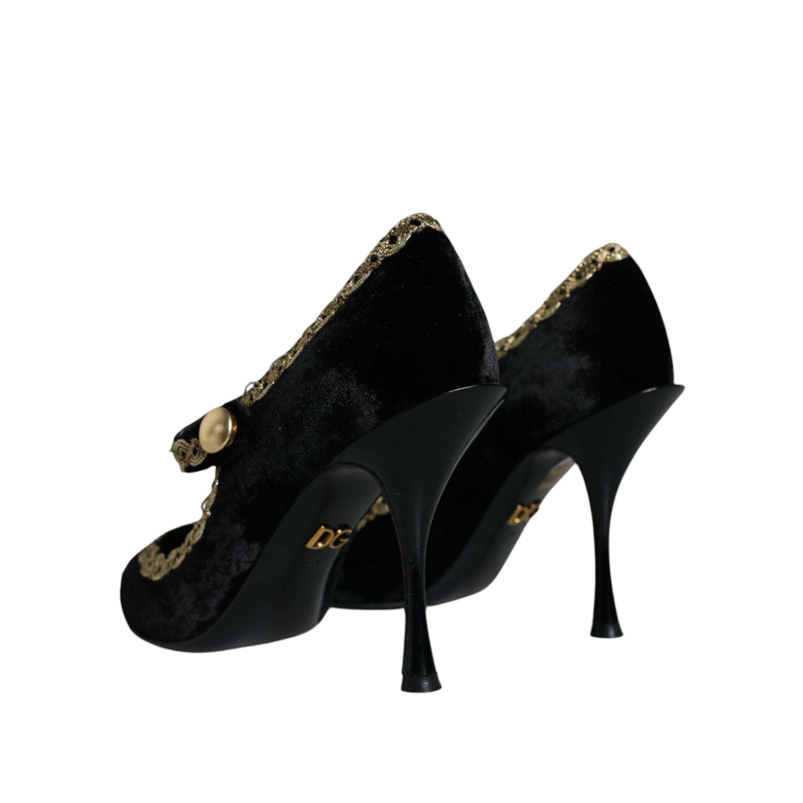 Escarpins Dolce & Gabbana Mary Janes en velours noir et doré