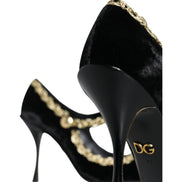 Escarpins Dolce & Gabbana Mary Janes en velours noir et doré