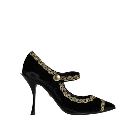Escarpins Dolce & Gabbana Mary Janes en velours noir et doré