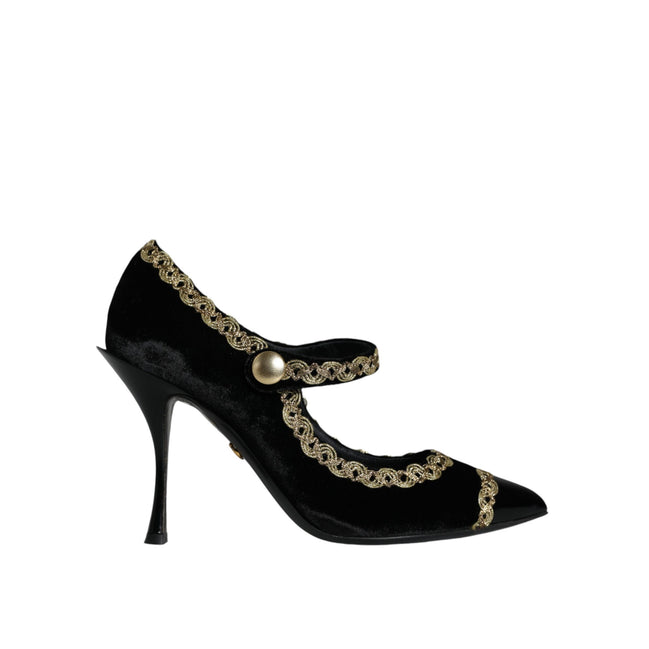 Escarpins Dolce & Gabbana Mary Janes en velours noir et doré