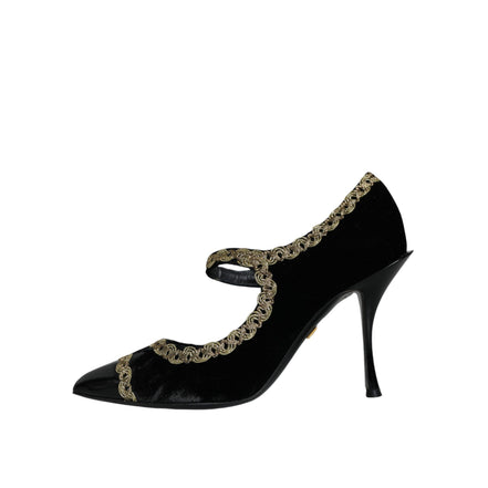 Escarpins Dolce & Gabbana Mary Janes en velours noir et doré