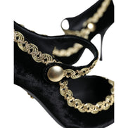 Escarpins Dolce & Gabbana Mary Janes en velours noir et doré