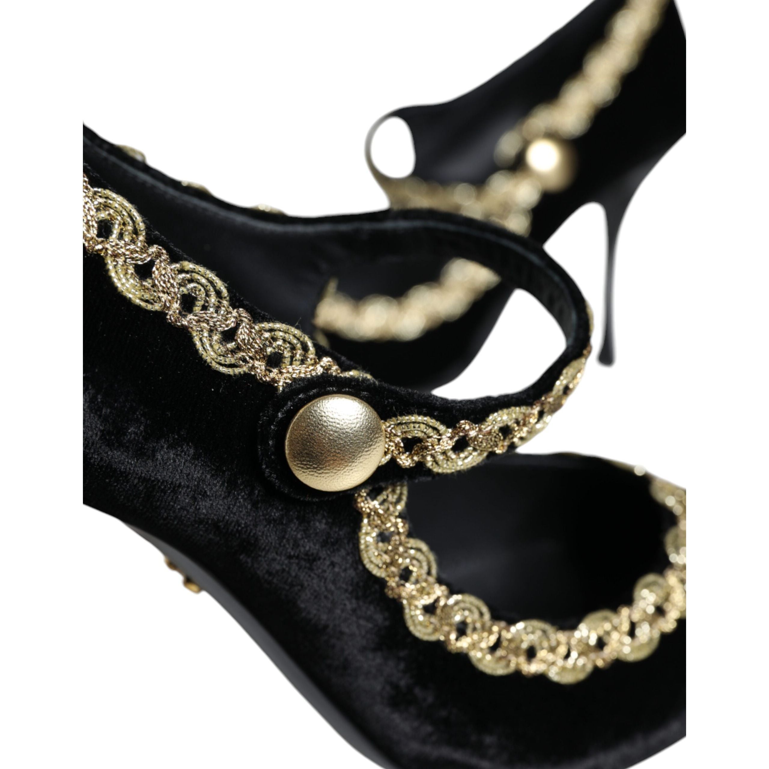 Escarpins Dolce & Gabbana Mary Janes en velours noir et doré