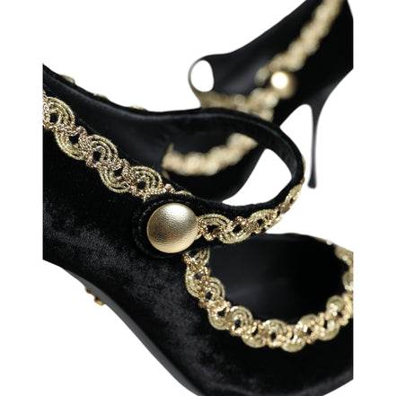 Escarpins Dolce & Gabbana Mary Janes en velours noir et doré
